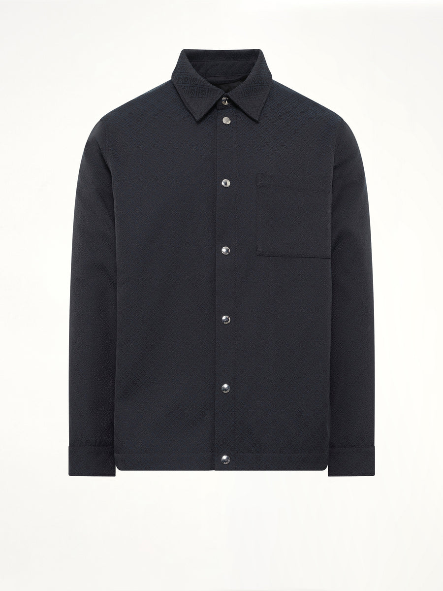 Poly Cotton Quilted Shirt in Dark Teal