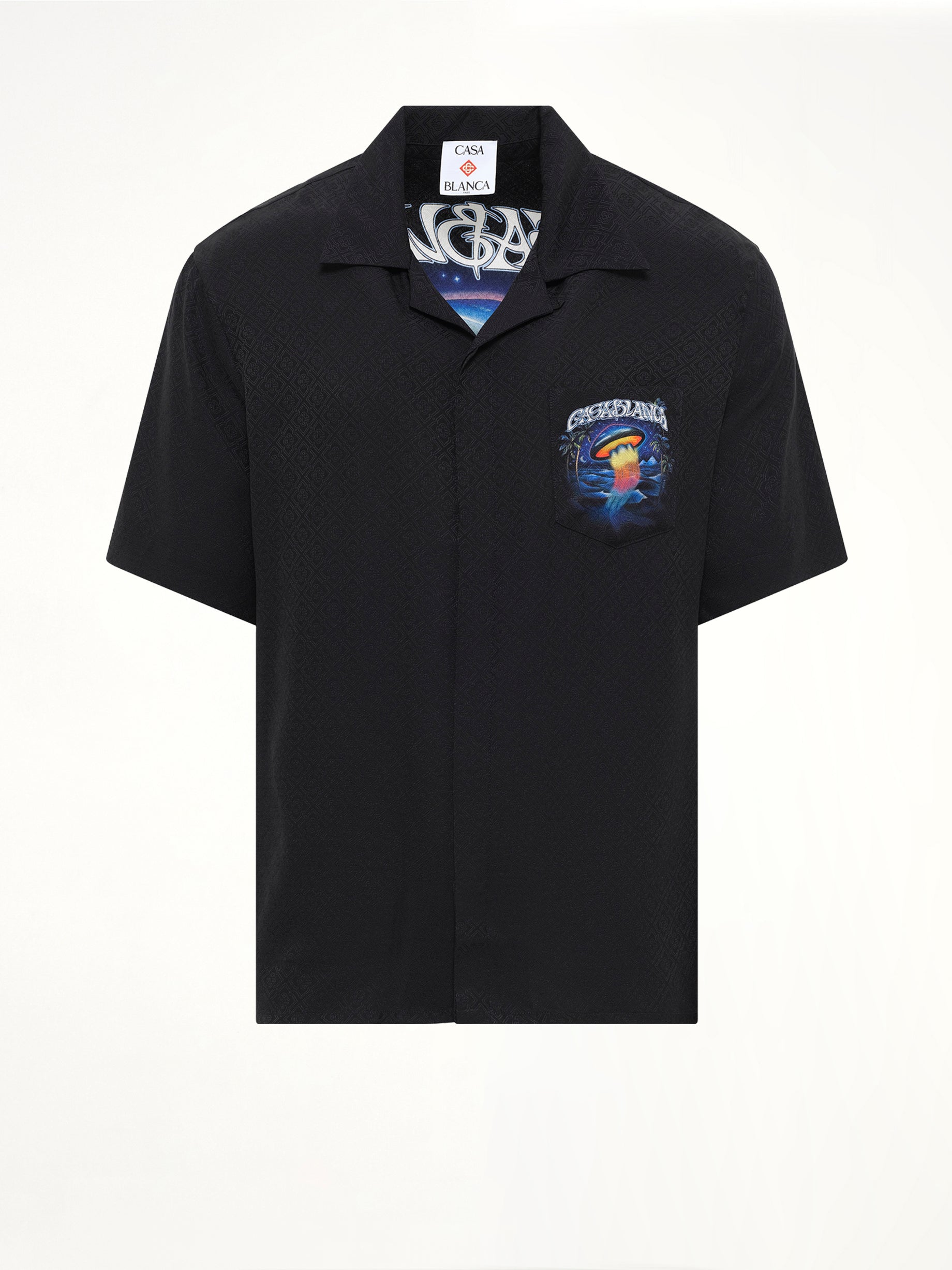 Sahara Twilight Cuban Collar SS Shirt in Black