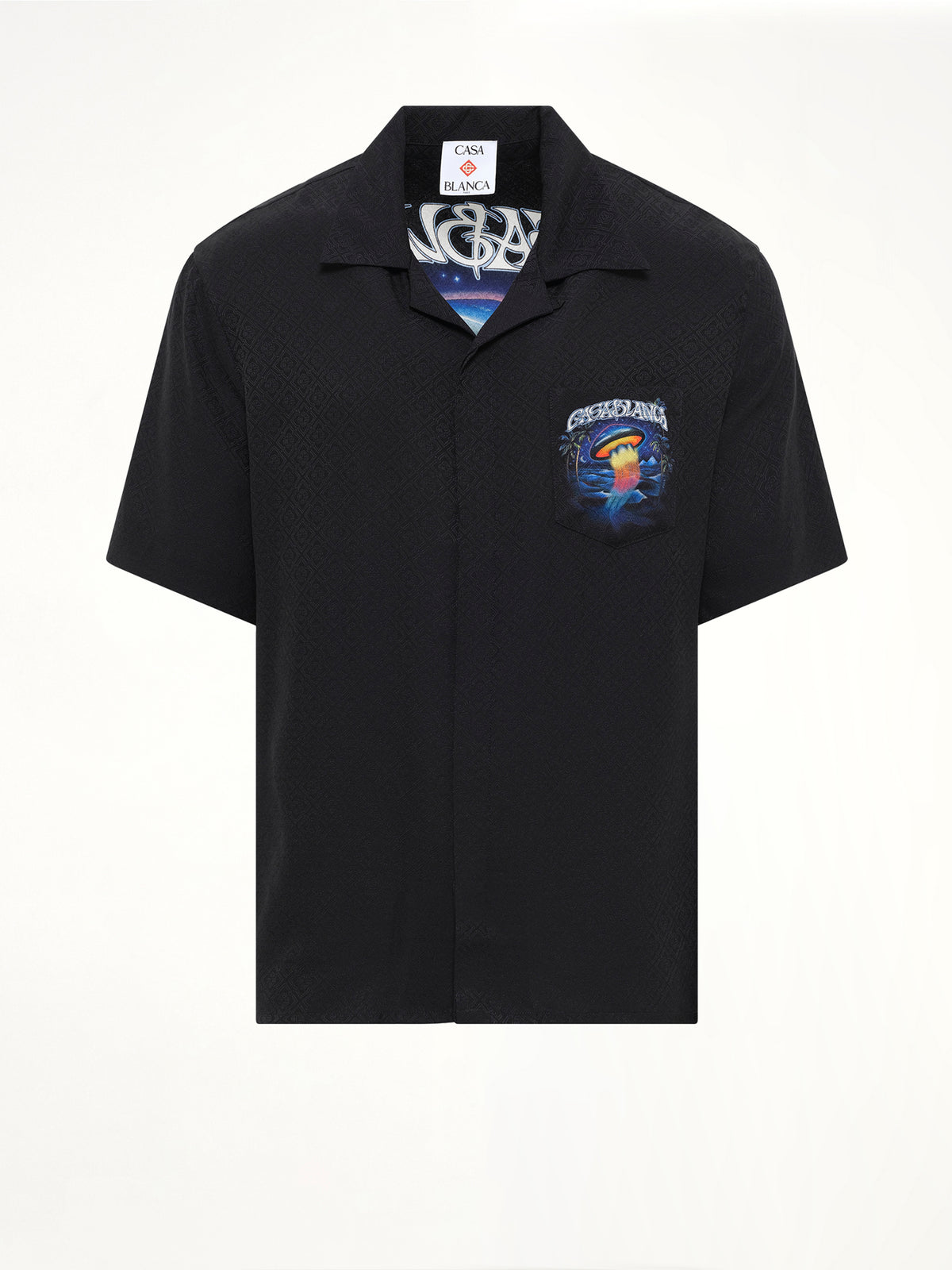 Sahara Twilight Cuban Collar SS Shirt in Black