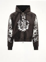 Six Riding Skull Zip-Up Hoodie in Black