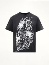 Three Riding Skull Dirt T-Shirt in Black