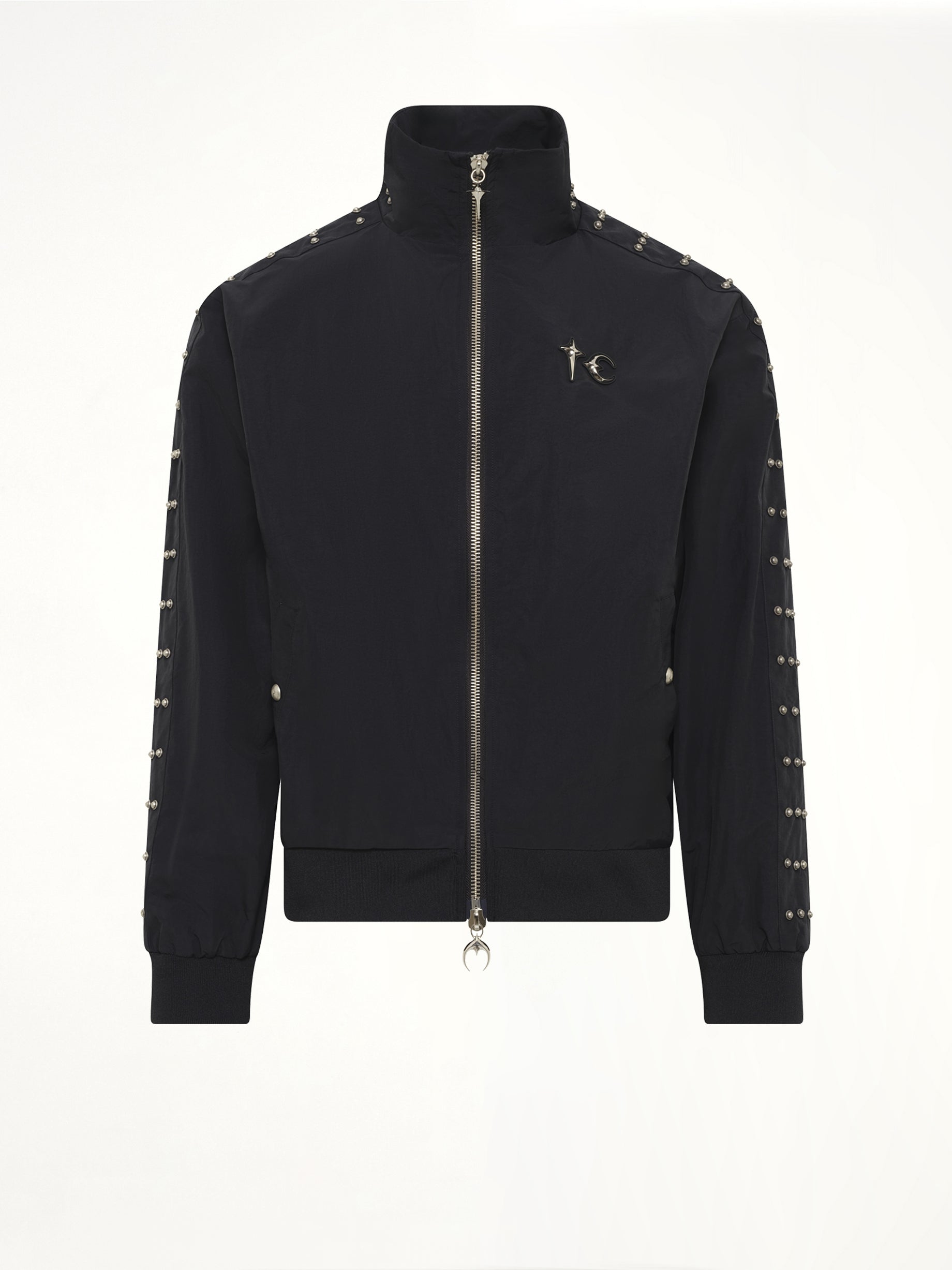 Triple Line Stud Track Jacket in Black