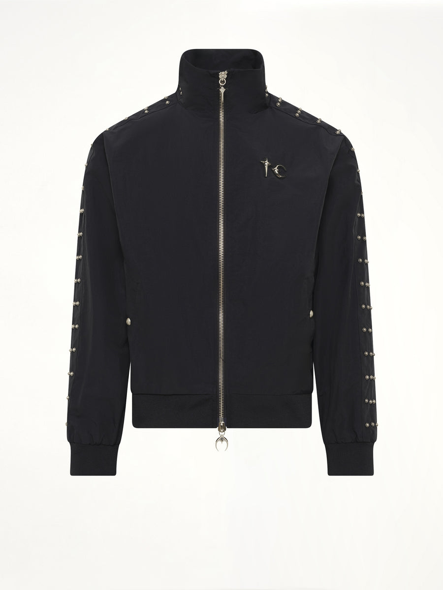 Triple Line Stud Track Jacket in Black