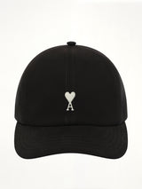 Contrast Ami De Coeur Embroidery Cap in Black