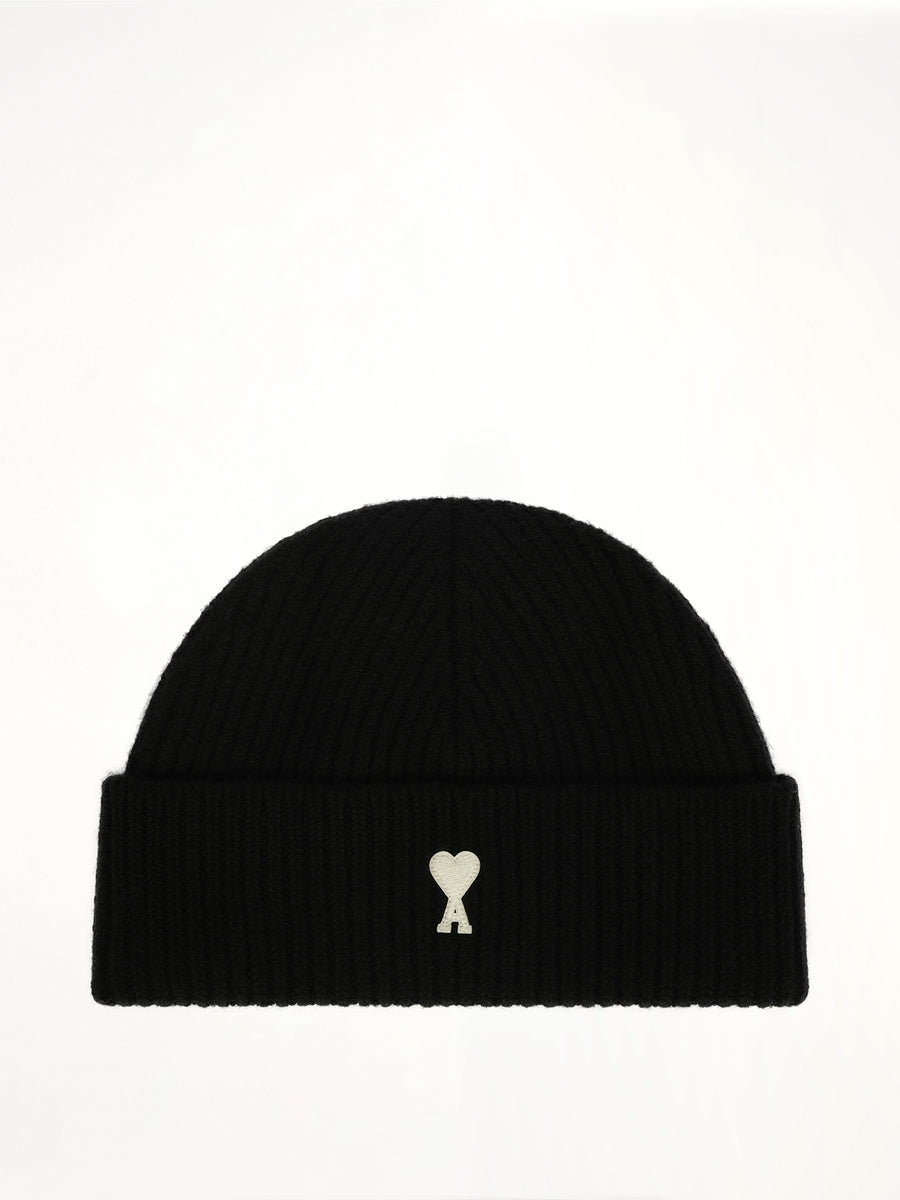Contrasted Ami De Coeur Beanie in Black
