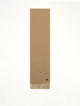 Wool Scarf with Ami De Coeur Embroidery in Light Brown