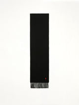 Wool Scarf with Red Ami De Coeur Embroidery in Black