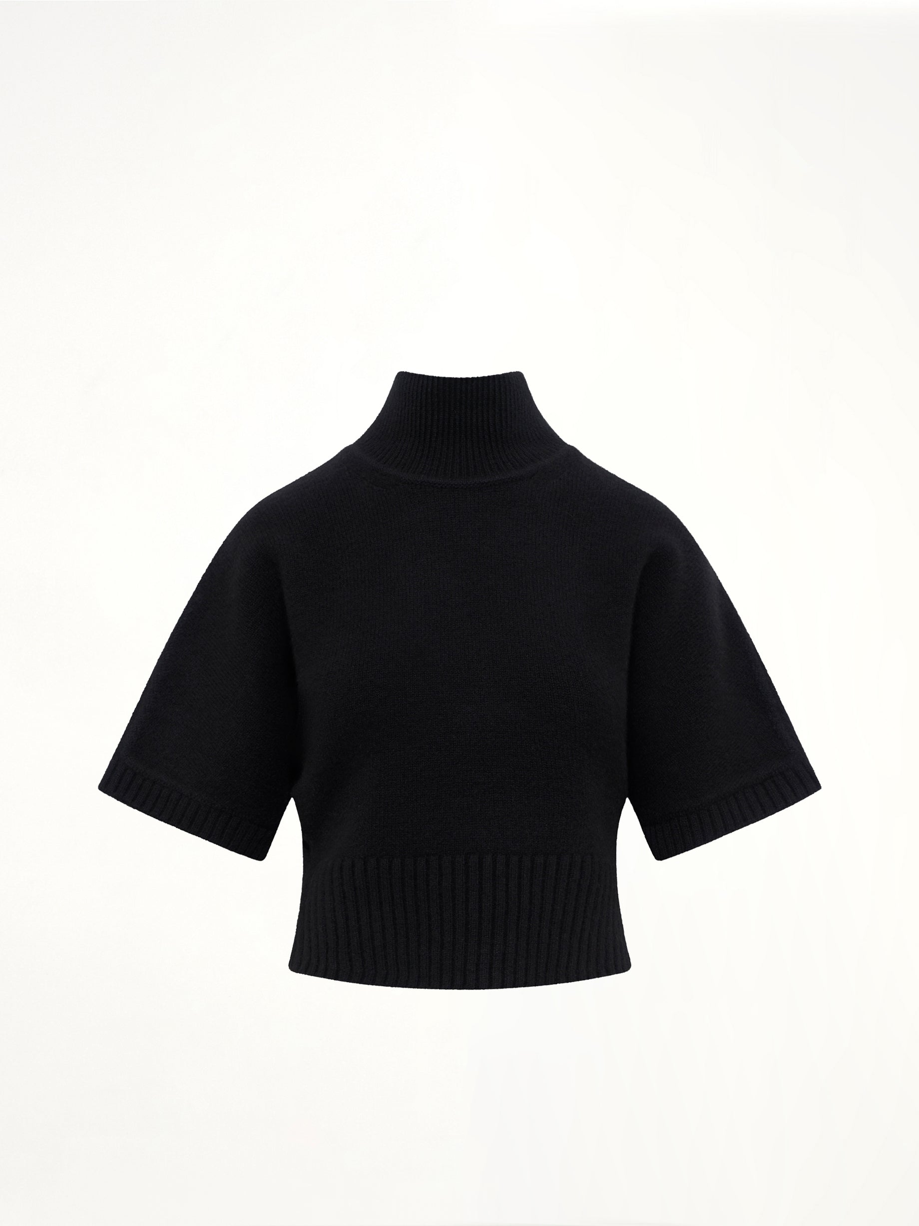Cashmere Knit High Neck Jumper in Black