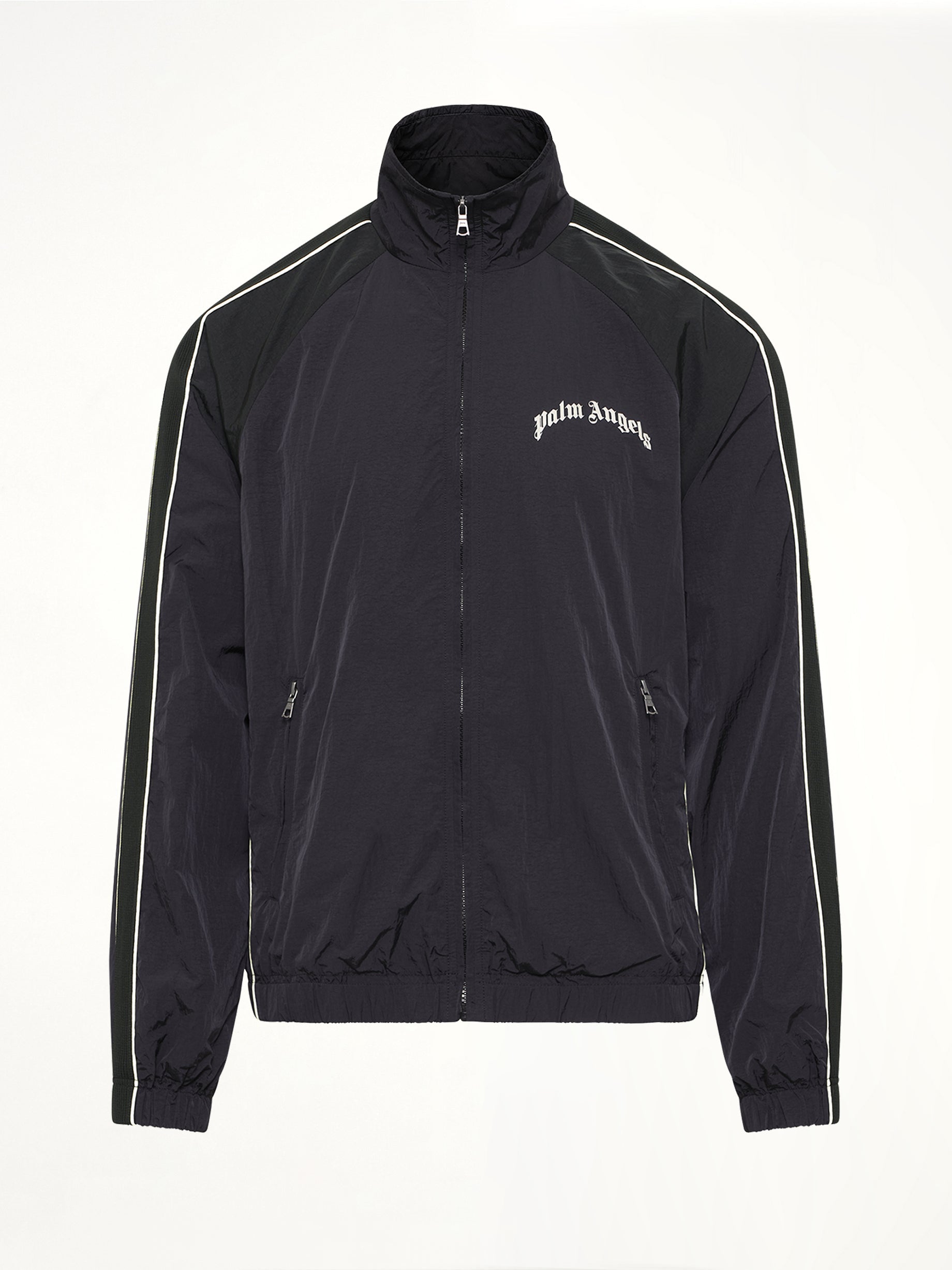 Curved Logo Windbreaker in Black/Off White