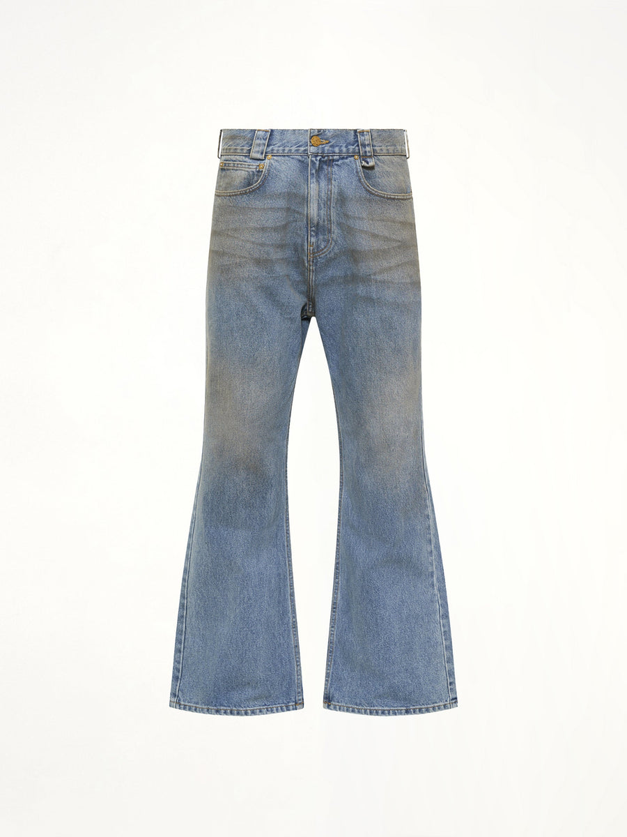 Flared Denim Jean in Blue Denim