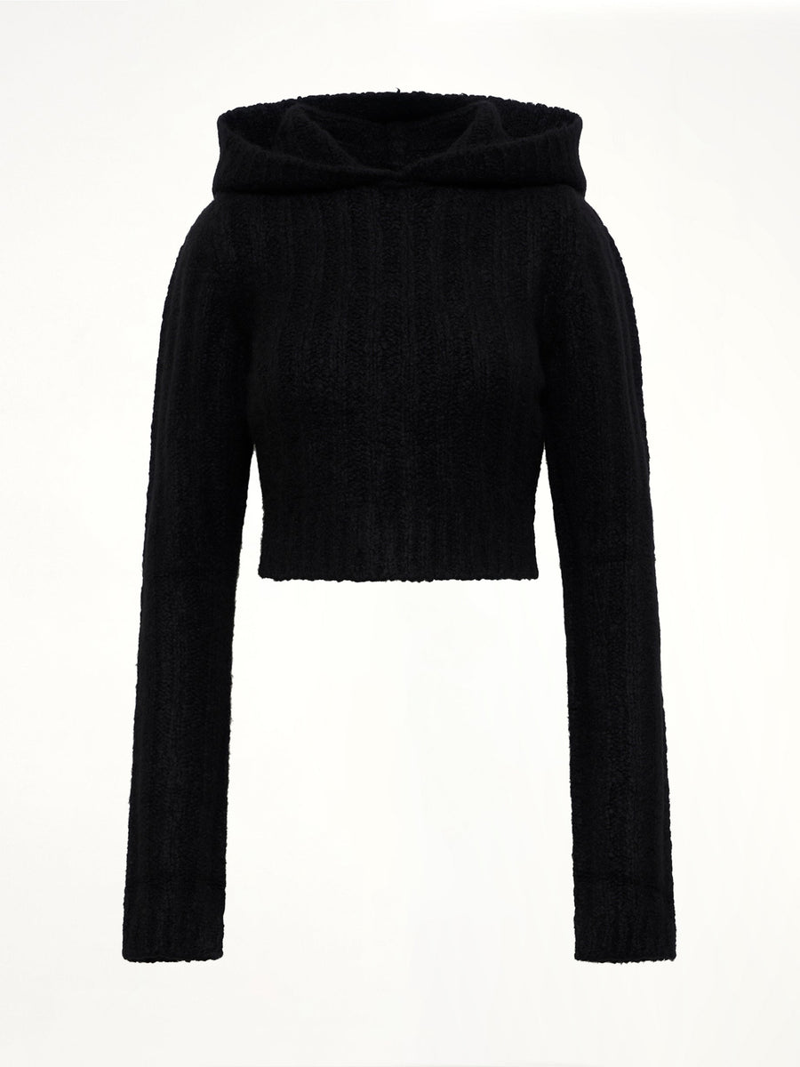 LS Cropped Hooded Top in Black