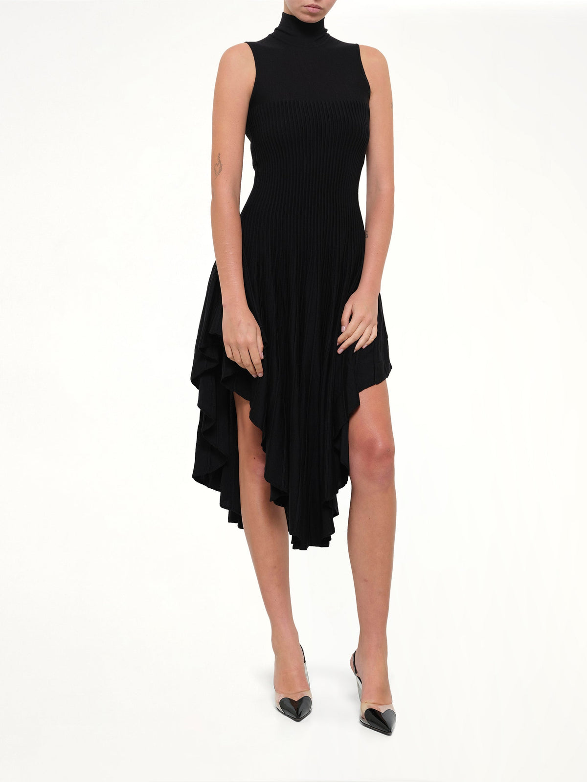 3D Sculpting Knit Triangle Dress in Black