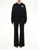 Lips Cropped Hoodie in Black