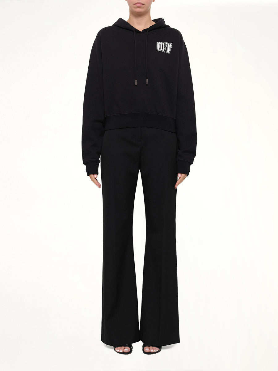 Lips Cropped Hoodie in Black