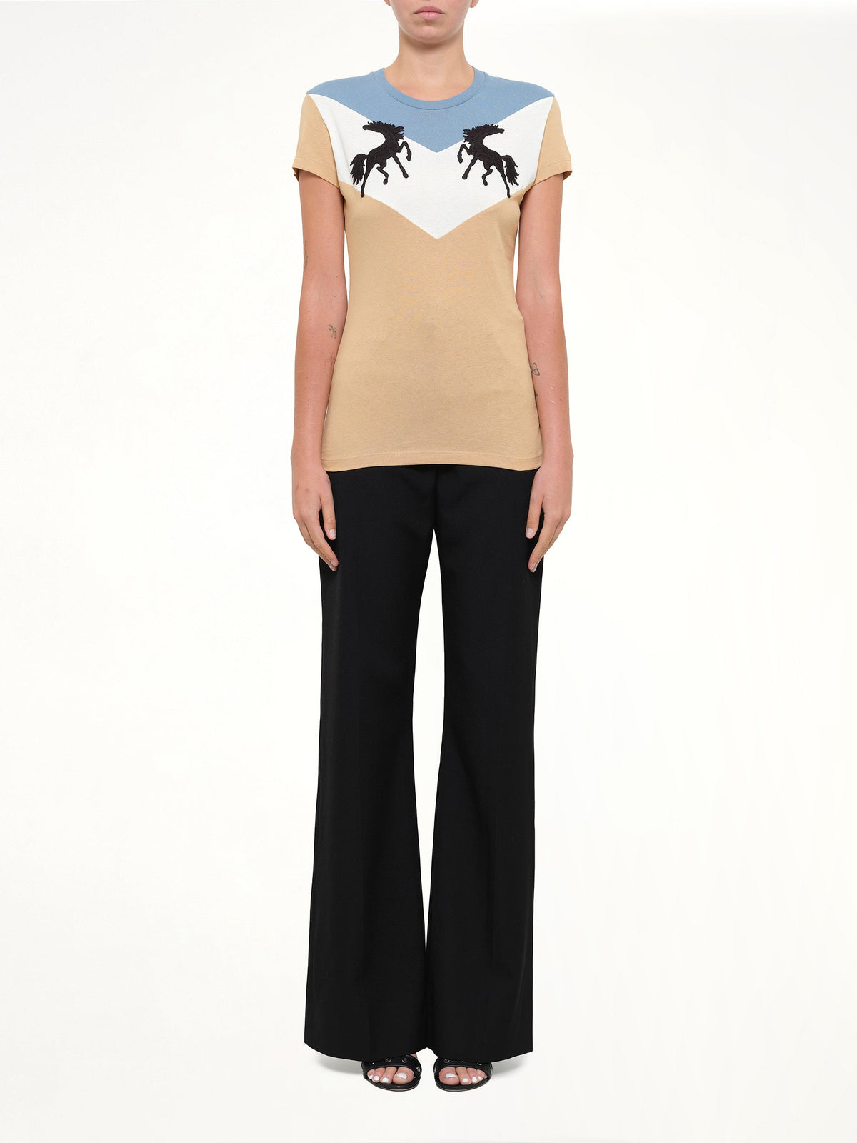 Twisting Horses T-Shirt in Beige
