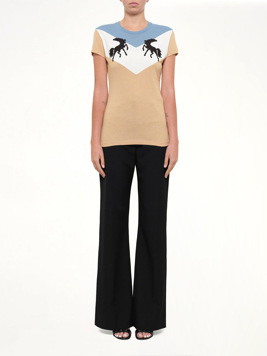 Twisting Horses T-Shirt in Beige