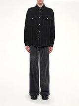 Classic Logo Faded Denim Shirt in Black/Off White