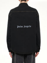 Classic Logo Faded Denim Shirt in Black/Off White