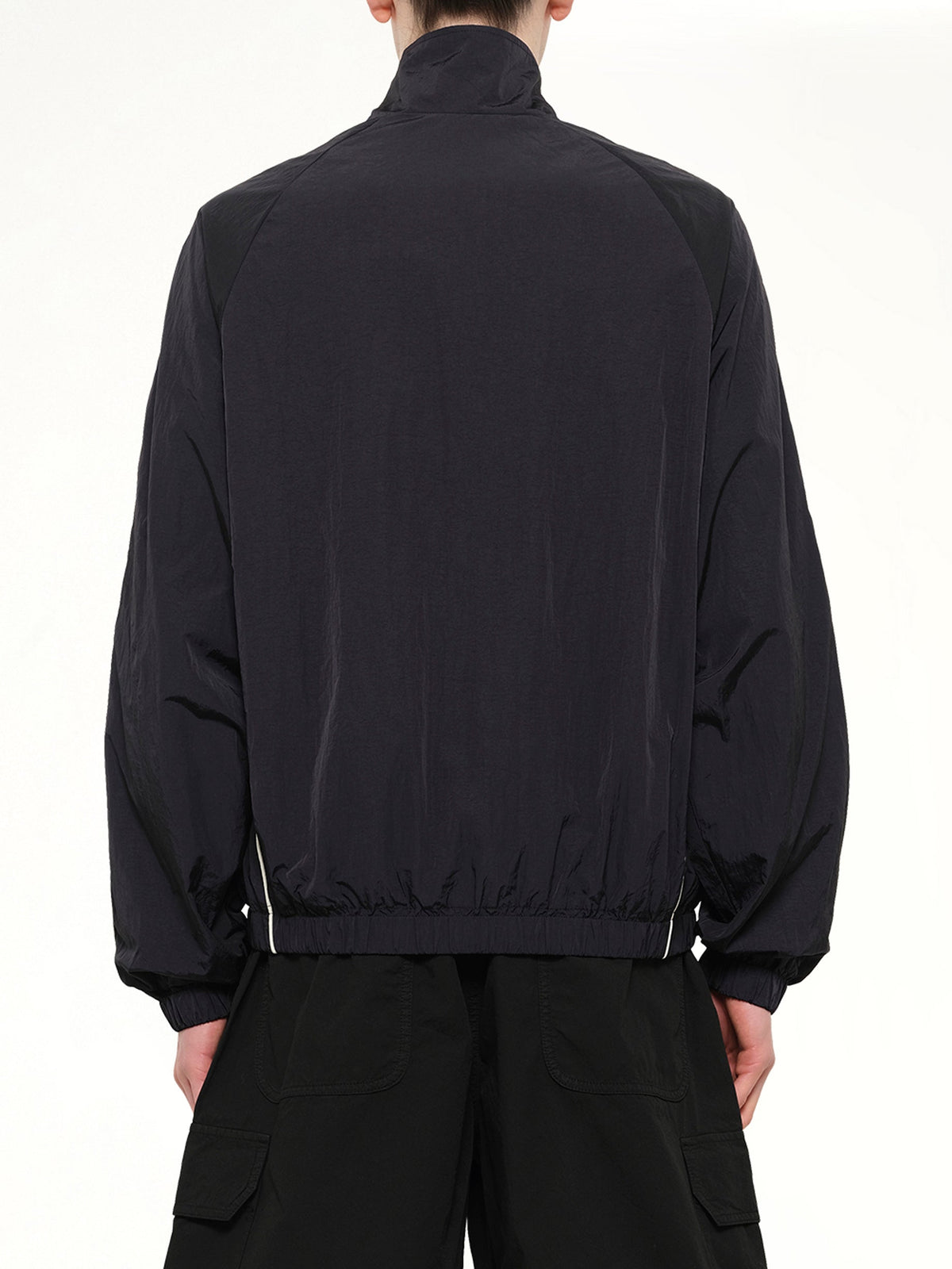 Curved Logo Windbreaker in Black/Off White