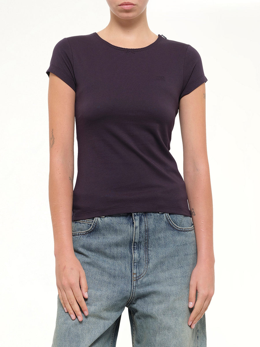Debossed Small Fit T-Shirt in Navy Blue