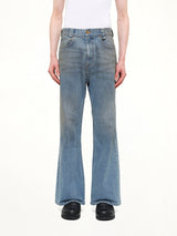 Flared Denim Jean in Blue Denim