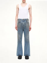 Flared Denim Jean in Blue Denim