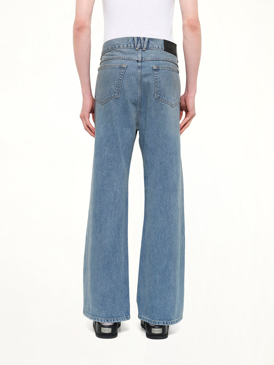 Flared Denim Jean in Blue Denim