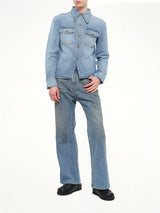 Flared Denim Jean in Blue Denim