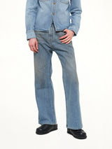 Flared Denim Jean in Blue Denim