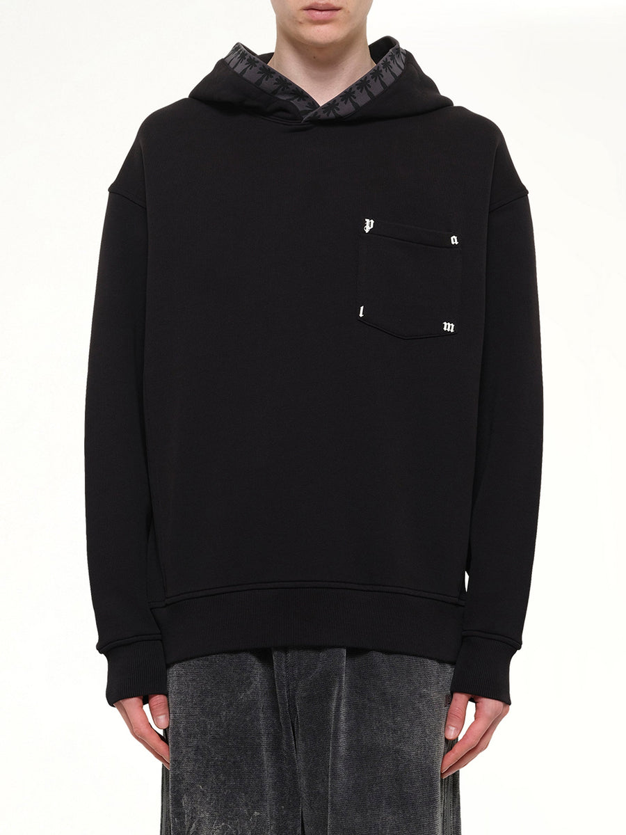 Palm Rib Loose Hoodie in Black/Off White