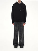 Palm Rib Loose Hoodie in Black/Off White