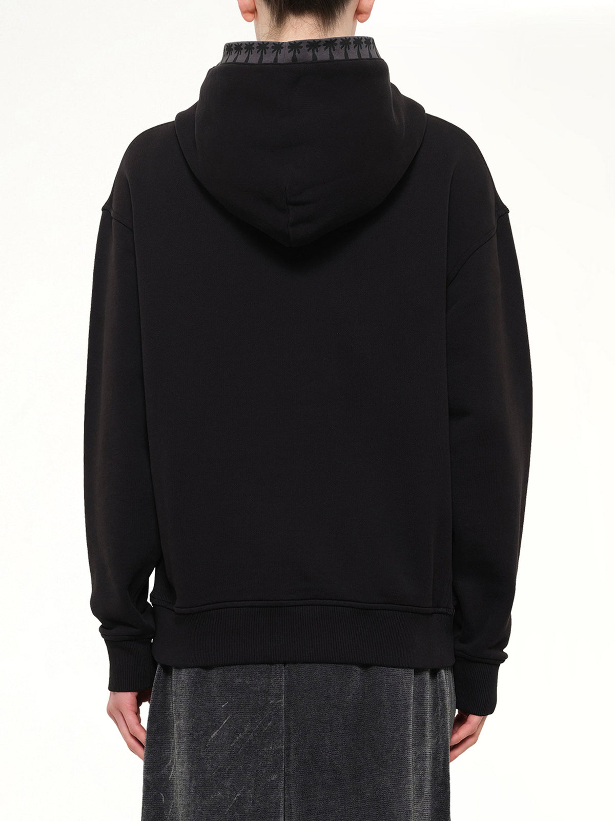 Palm Rib Loose Hoodie in Black/Off White