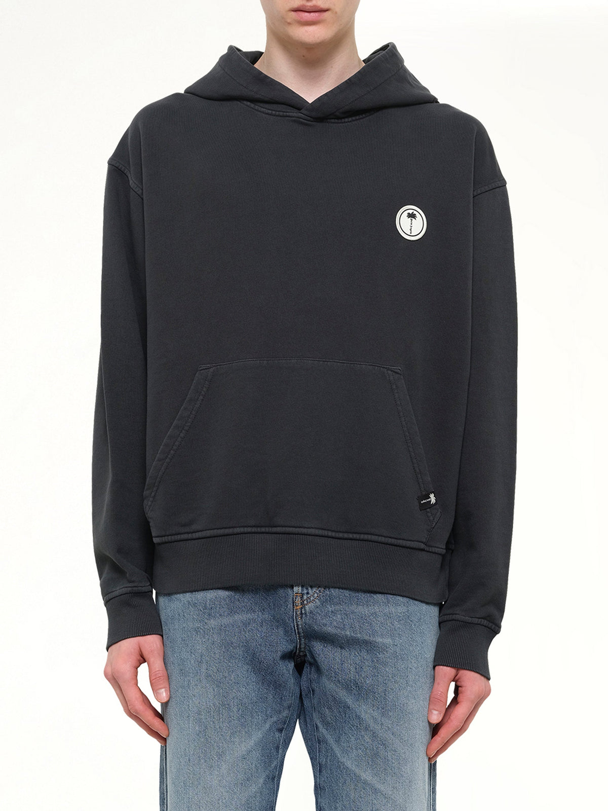 Palm Shadow Loose Hoodie in Black/Off White