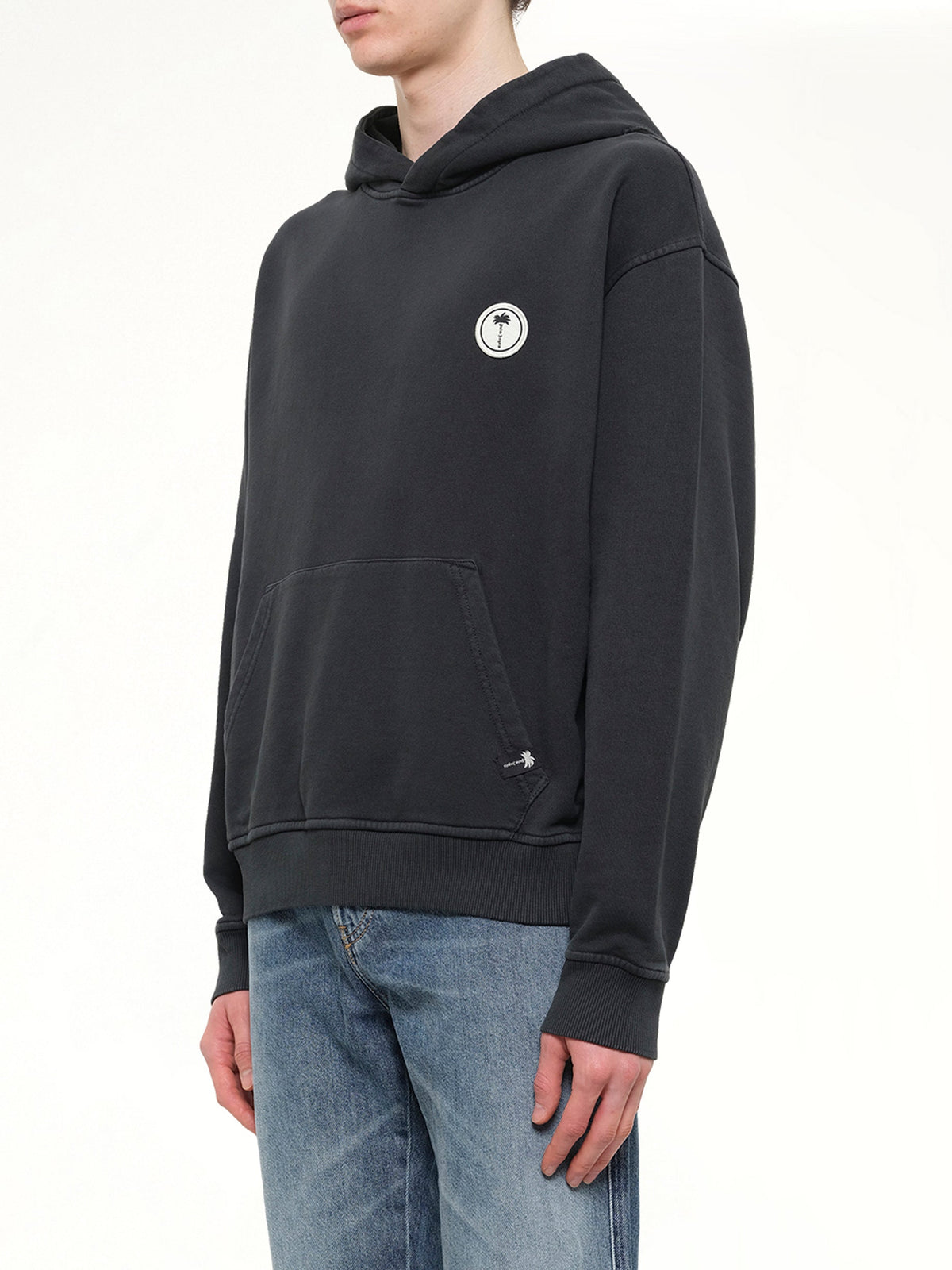 Palm Shadow Loose Hoodie in Black/Off White
