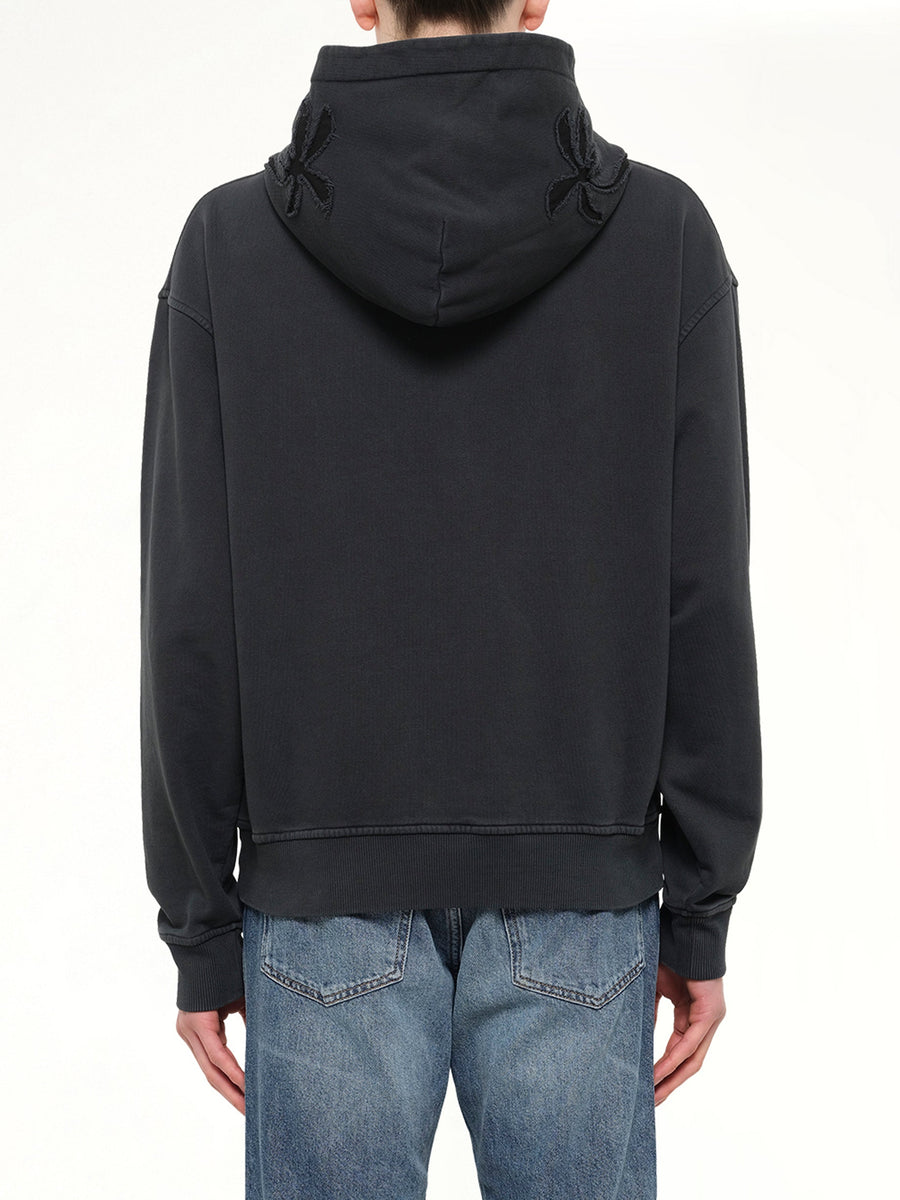 Palm Shadow Loose Hoodie in Black/Off White