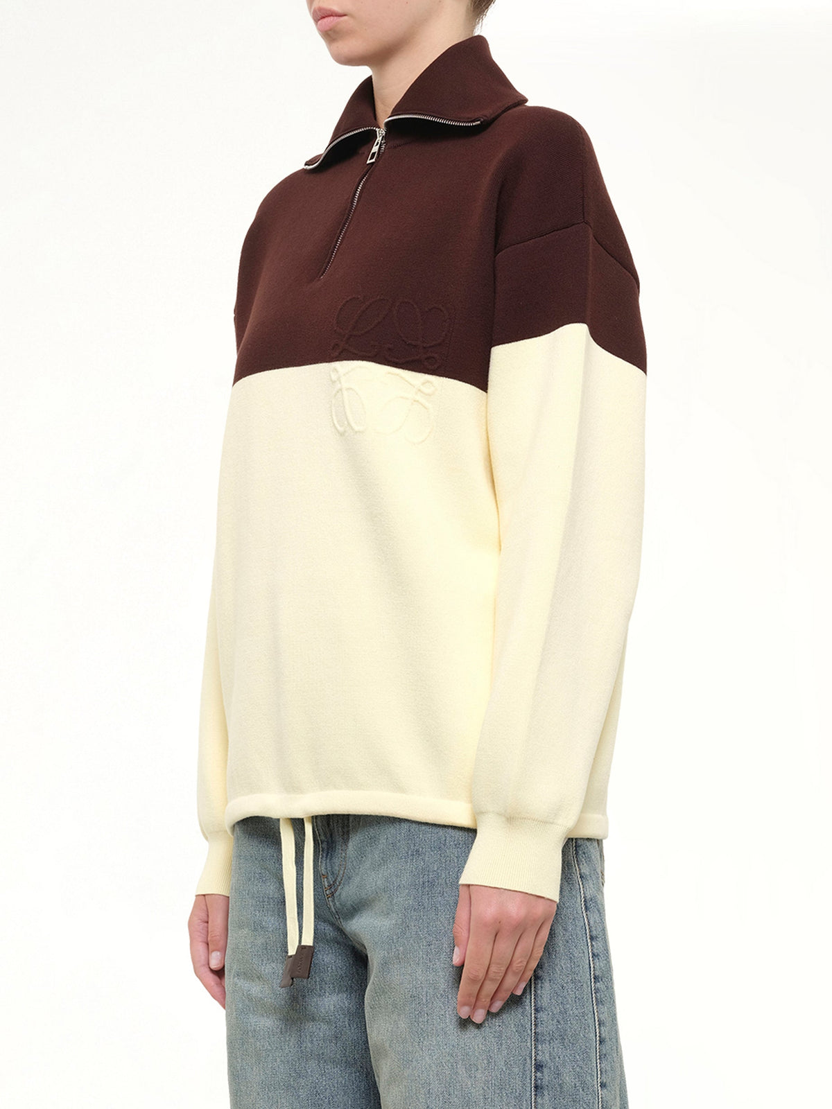 Quarterzip Sweater in Brown/Yellow