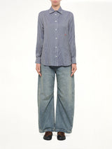 Silk Gingham Check Shirt in Blue/White