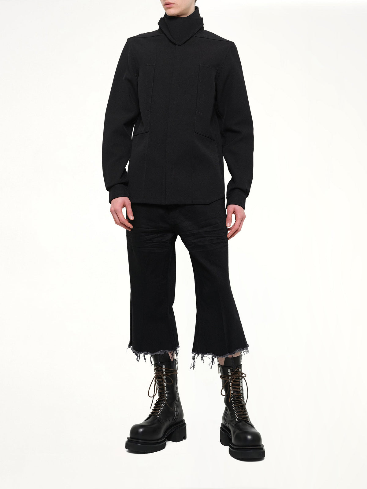Tower Wool Outershirt in Black