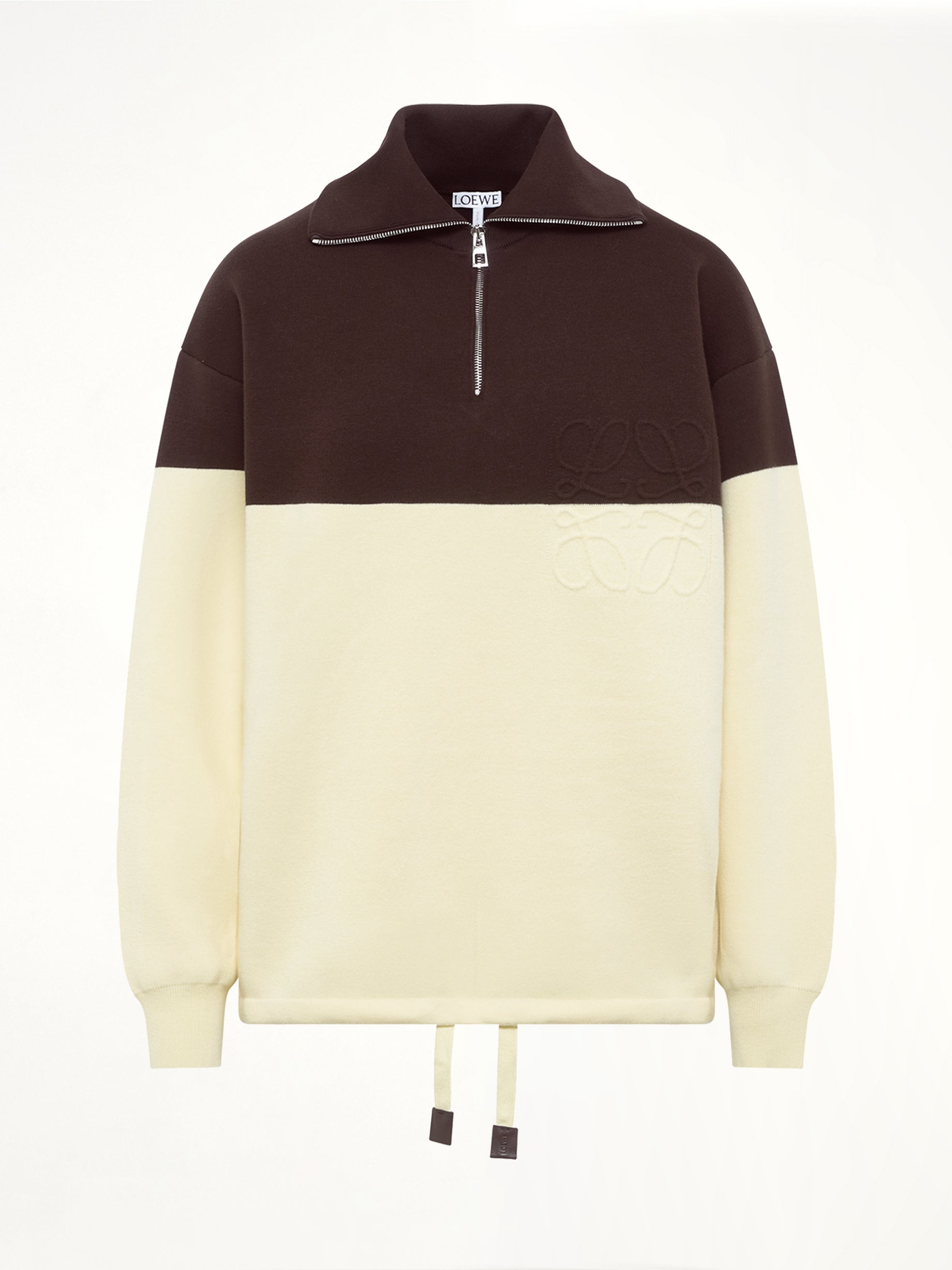 Quarterzip Sweater in Brown/Yellow