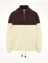 Quarterzip Sweater in Brown/Yellow