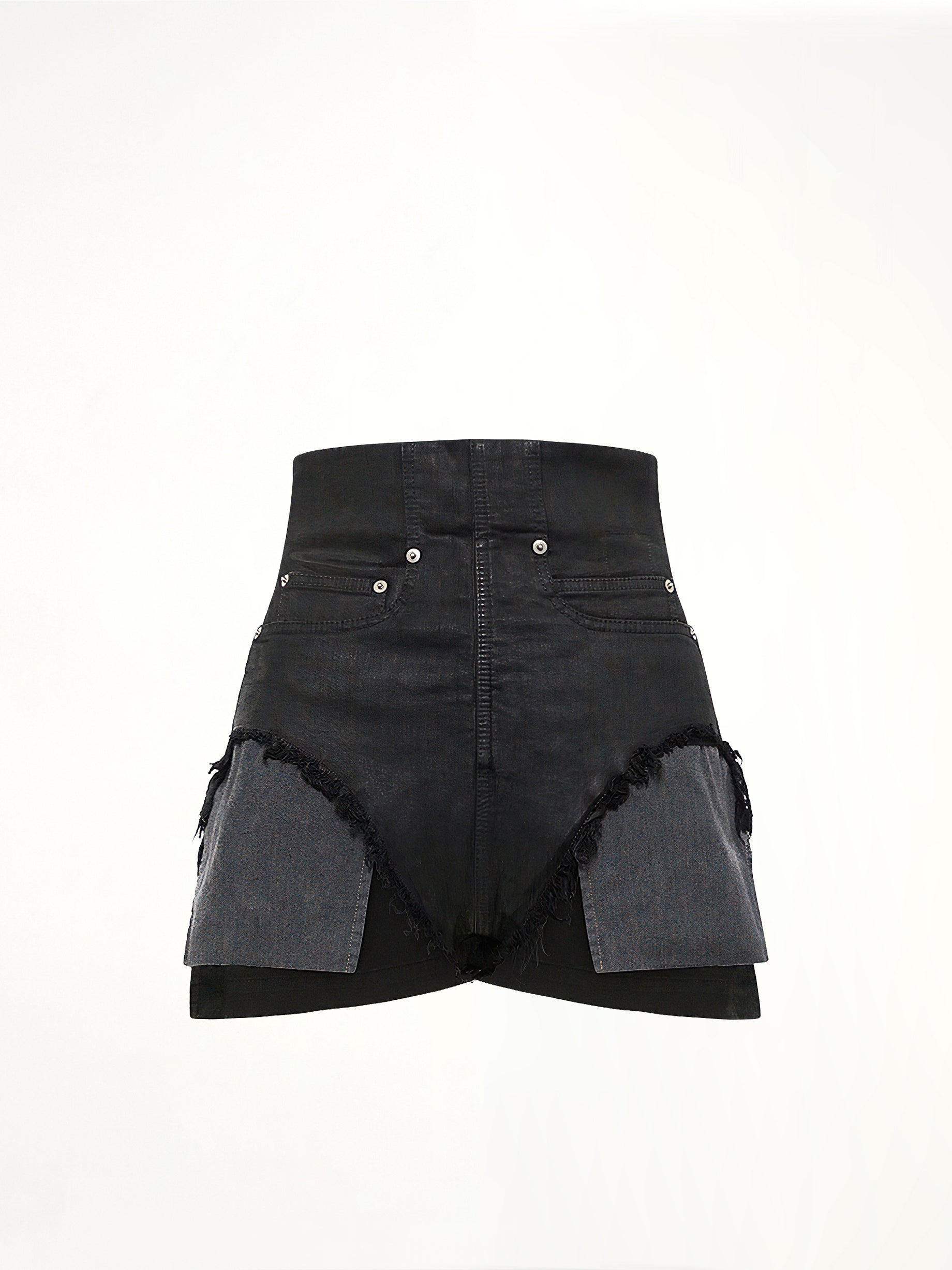 Stretch Denim Dirt Cutoffs in Black Wax