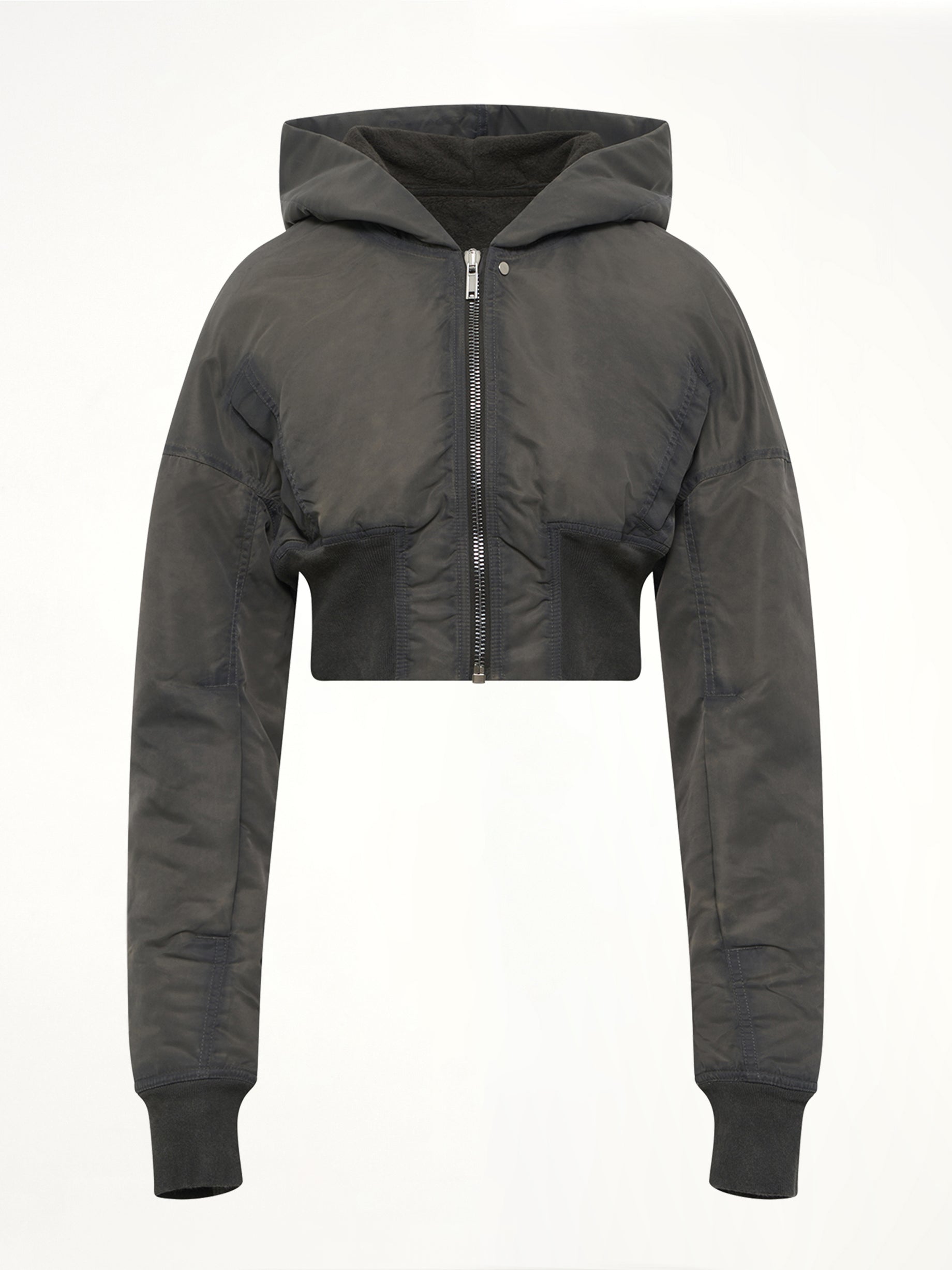 Washed Nylon Hooded Cropped Flight in Dark Dust
