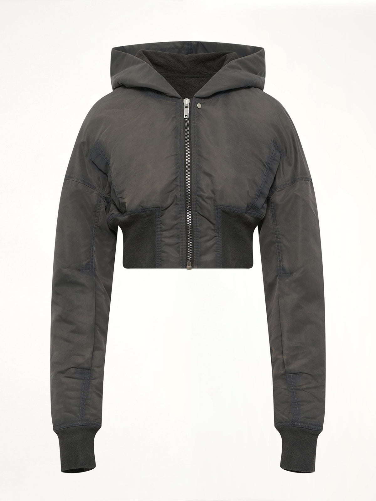 Washed Nylon Hooded Cropped Flight in Dark Dust