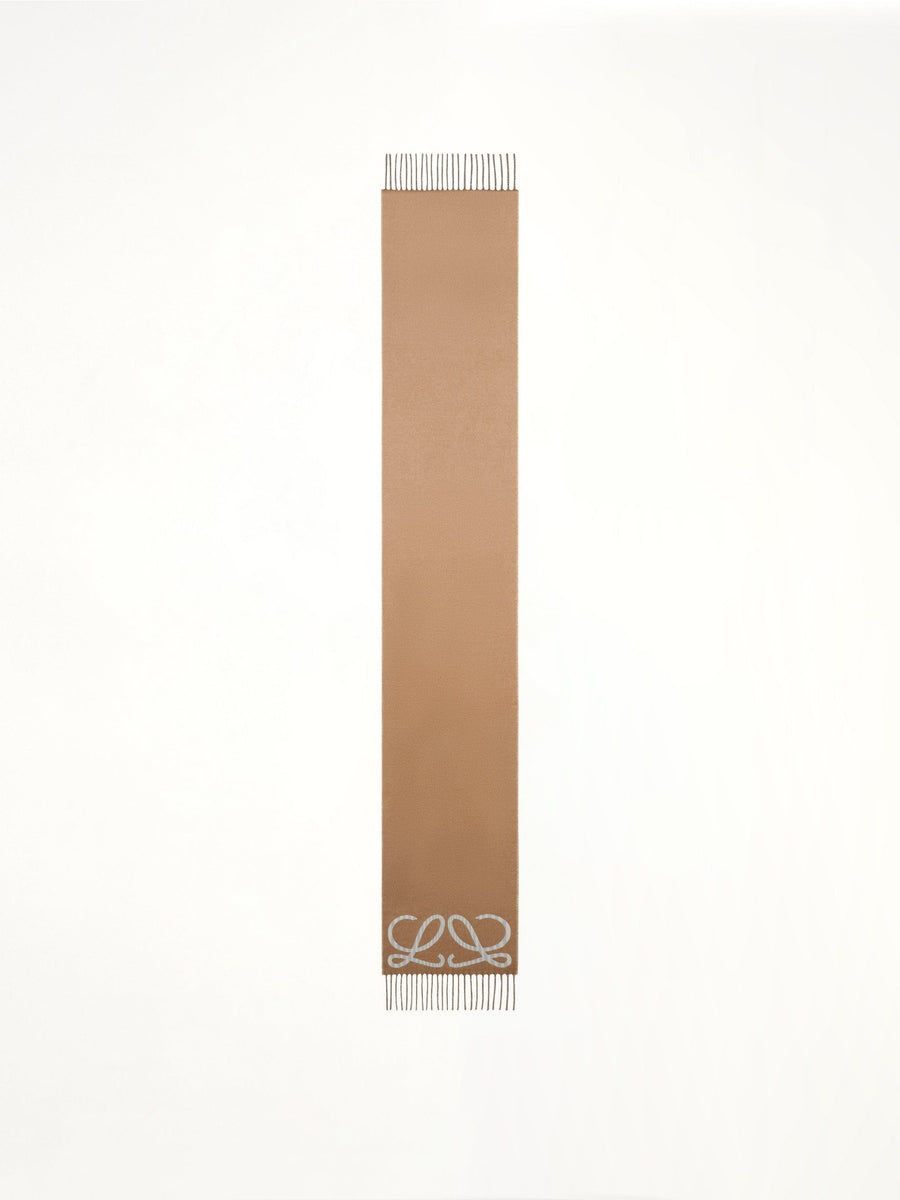 28X180 Cashmere Scarf in Beige/Light Blue