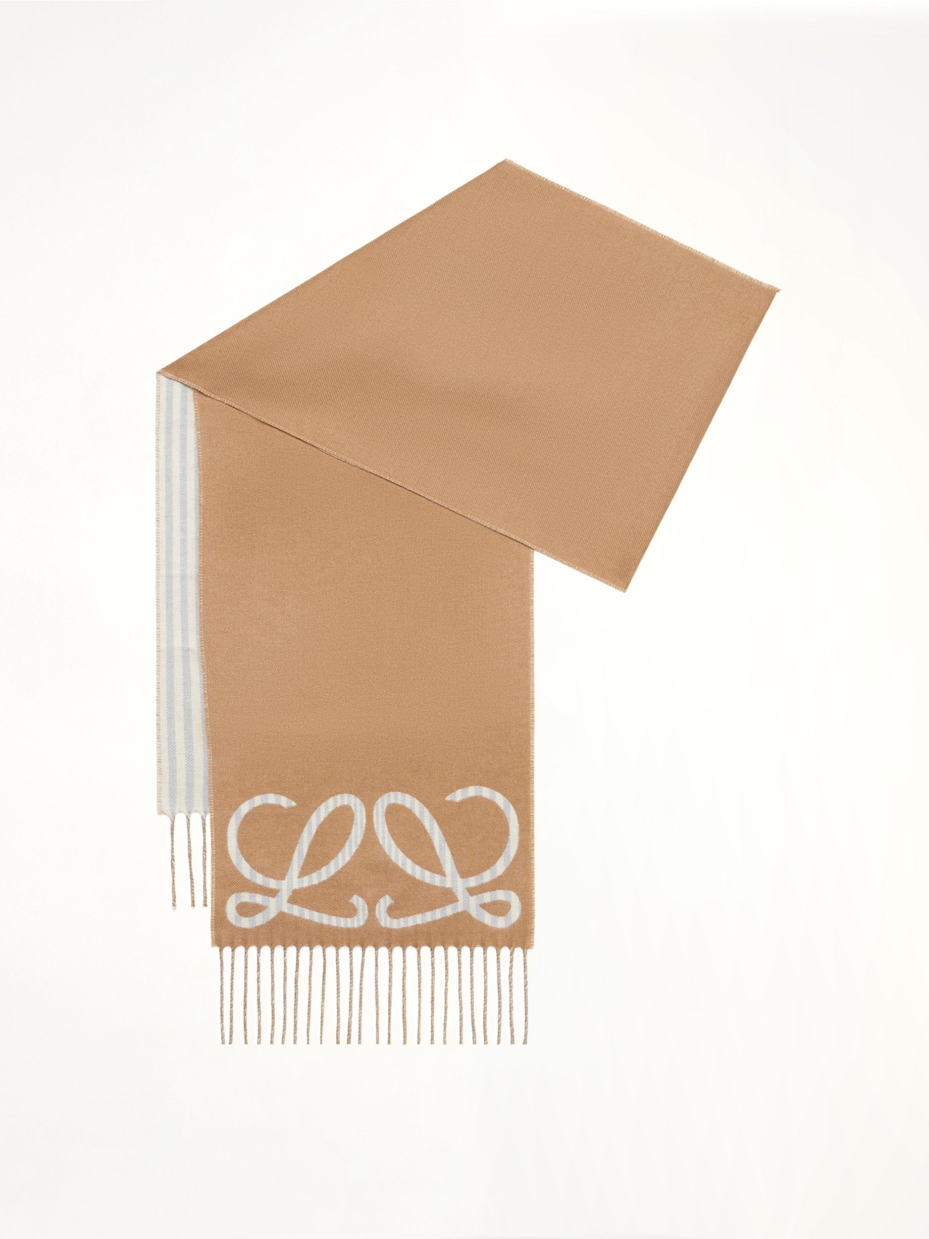 28X180 Cashmere Scarf in Beige/Light Blue