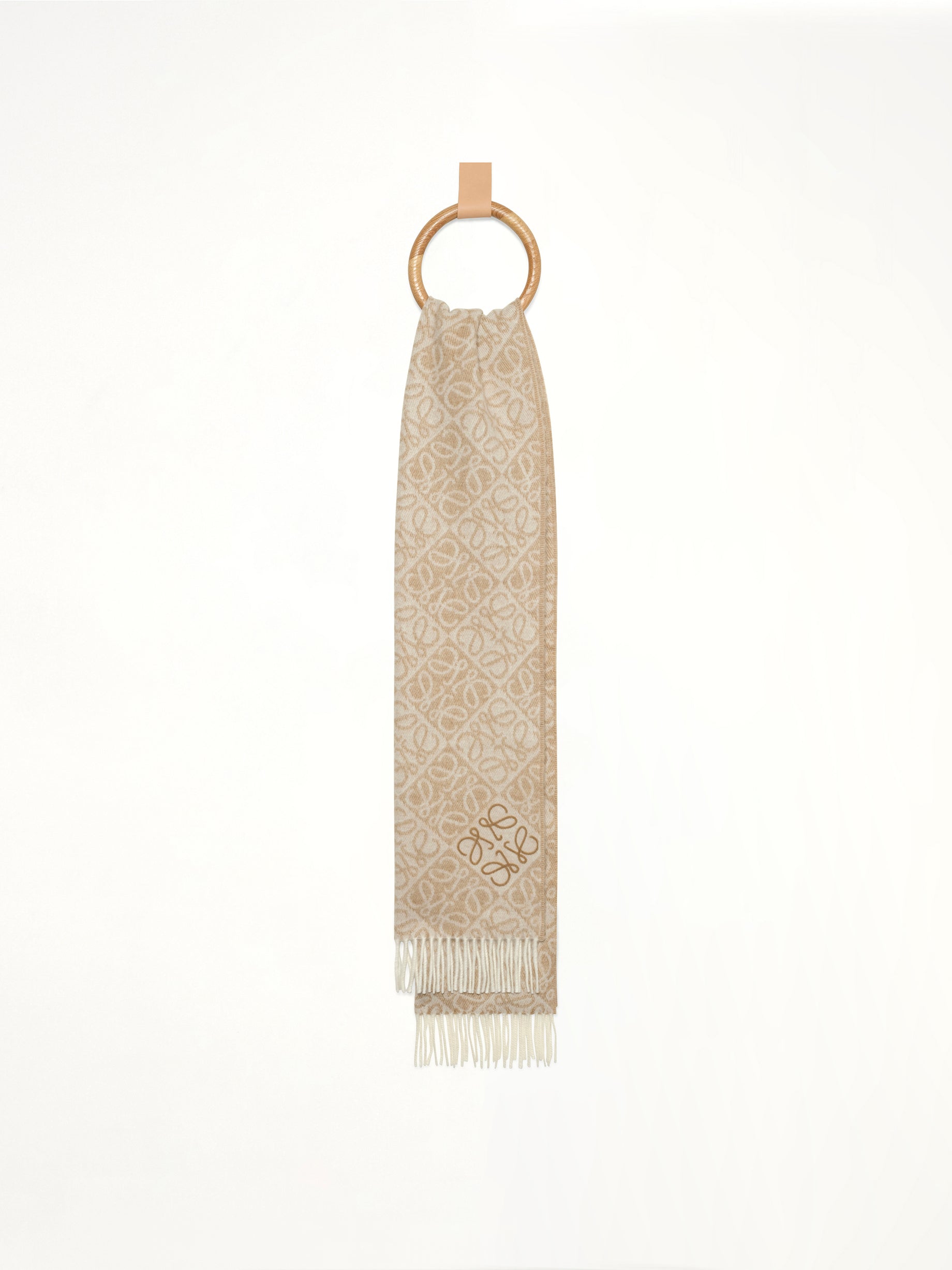 Anagram Wool Cashmere Scarf in Beige
