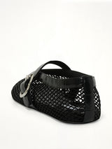 Ballet Fishnet & Croc Flats in Black