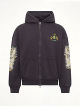 Bordeaux Reserve Zip Up Hoodie in Vintage Black/Green