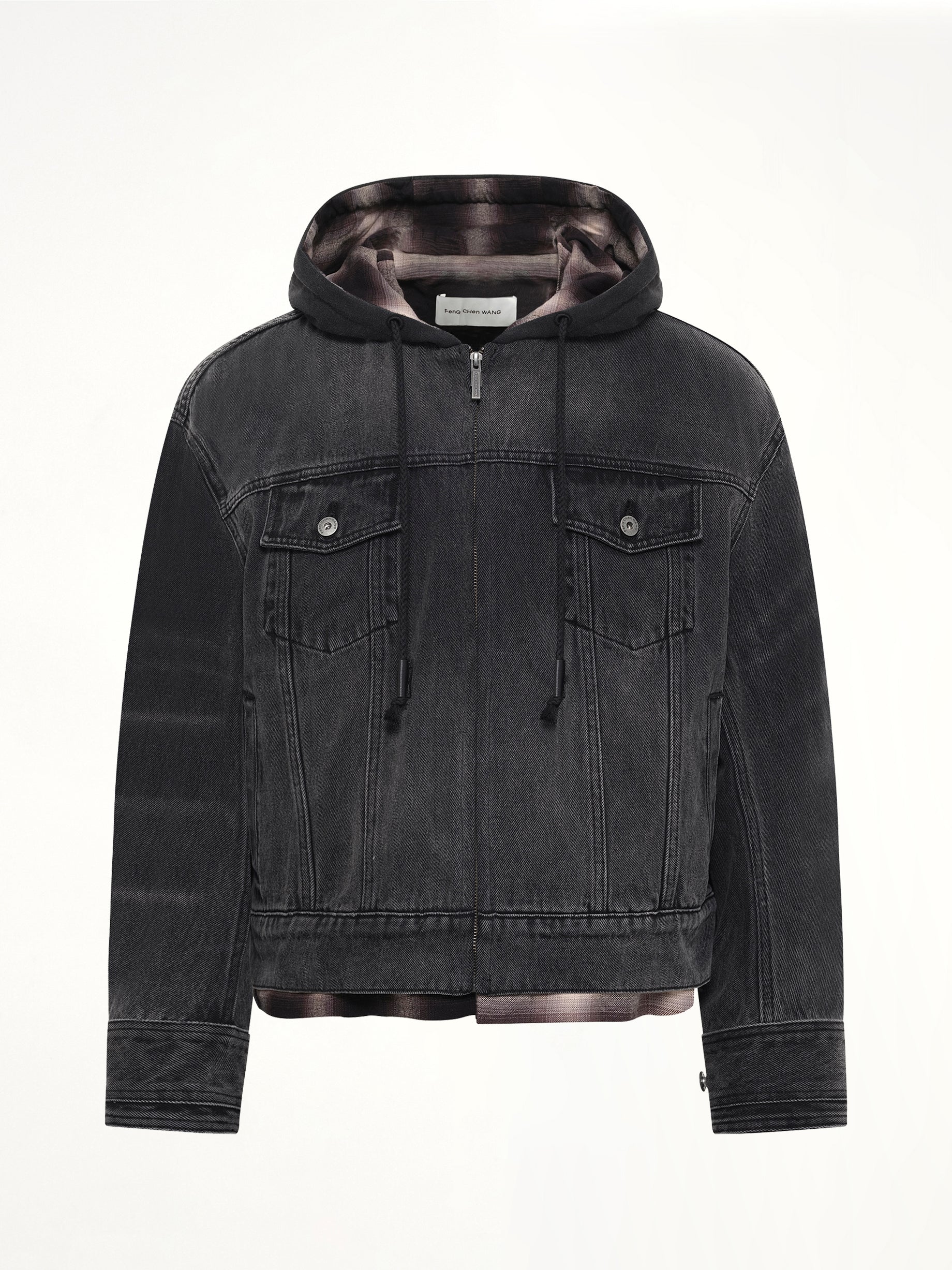 Denim 2-in-1 Hoodie Jacket in Black