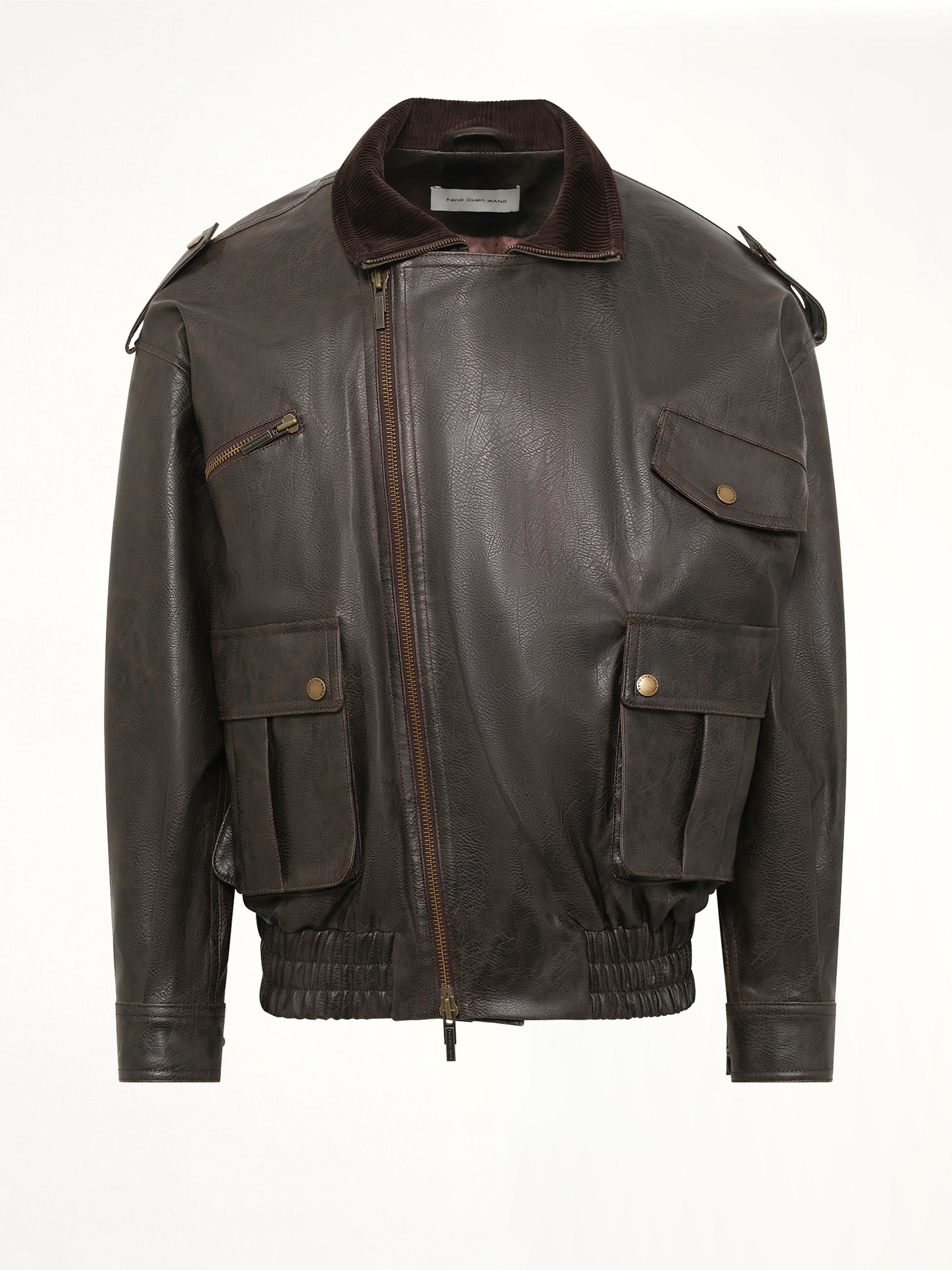 Distressed Biker Jacket in Brown